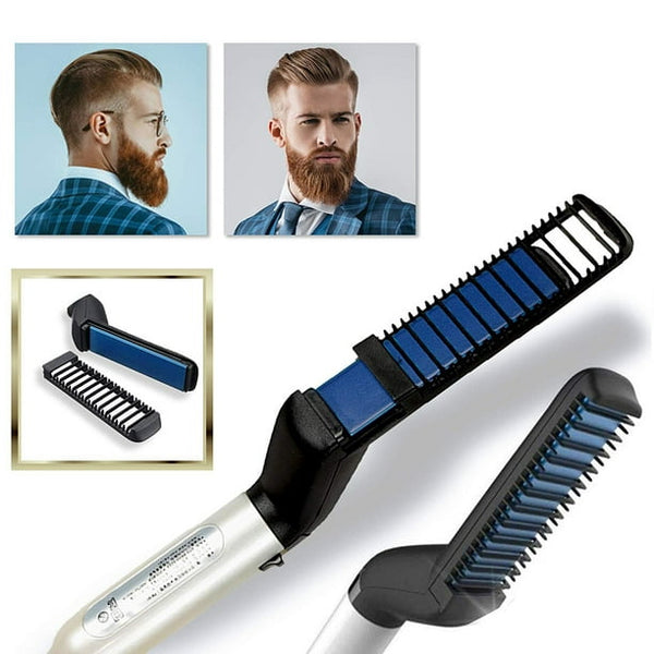 Men's Beard Straightening Brush: Electric Hair Styler with Anti-Scald Technology